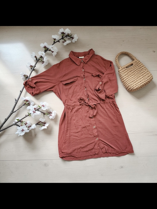 a.n.a Dresses & Skirts - a.n.a Rust-Tone Button-Front Tie-Waist Mini Dress